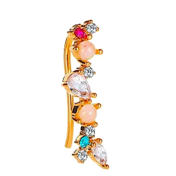 Gold Pearl Cubic Zircon Elegant Ear Cuff Earring - Picture 1 of 5